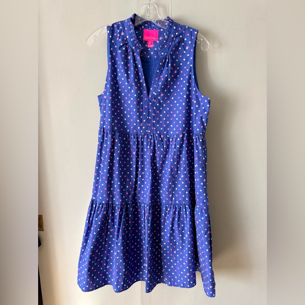 Lilly Pulitzer Blue and Pink Patterned dress 100% cotton - Picture 2 of 4